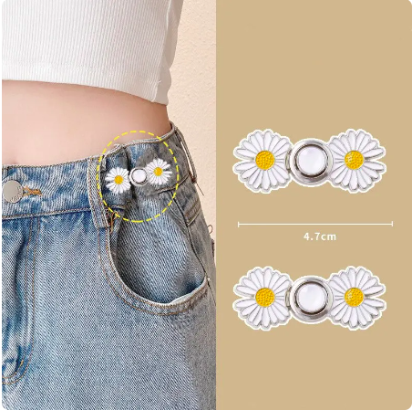 Alloy Metal traditional daisy pants fastening clips for loose jeans 